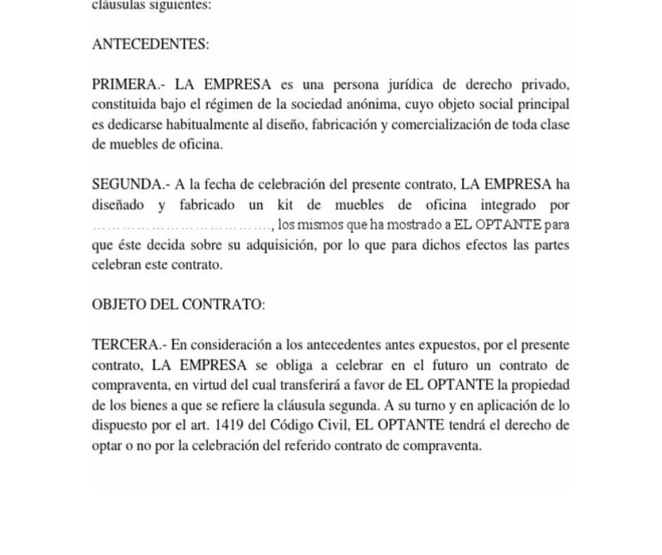 Redacción del contrato de opción de compra Redacción del contrato de opción de compra